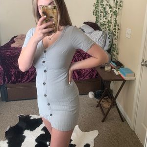 baby blue button up dress